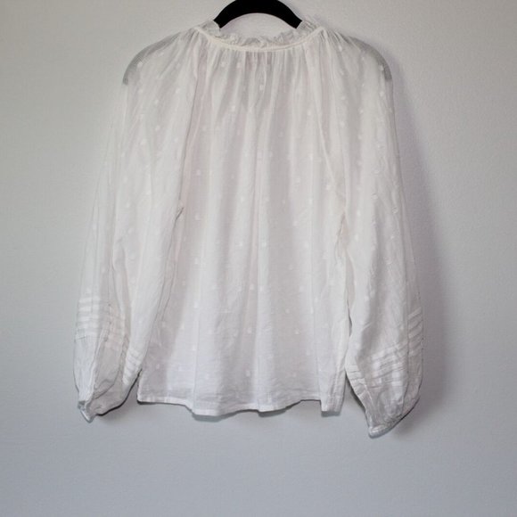 Cleobella Anthropologie Antonia Button Peasant Blouse White Boho Small H13419 - Picture 5 of 11